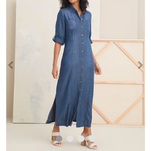Chico’s Tencel Denim Maxi Button Down Shirtdress